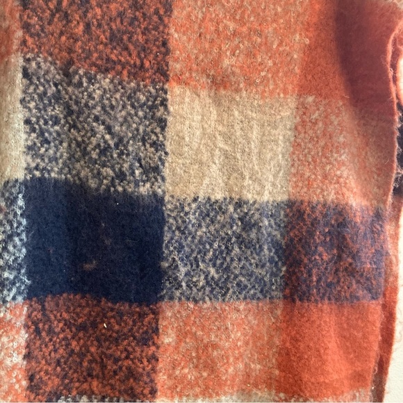 FINO & FINA 50% Wool  50% Viscose Checkers Denim South Western Vibes Large Scarf - Picture 5 of 7